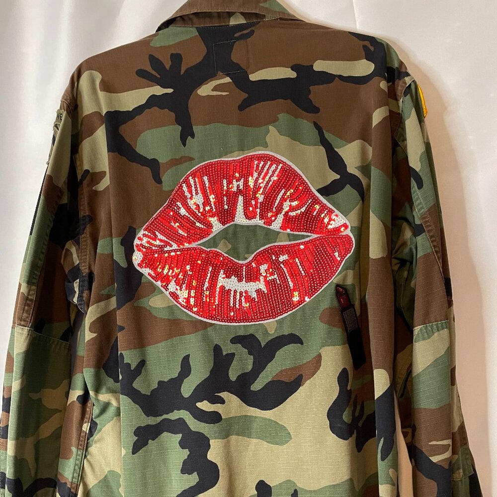 ARMY Military Camo Repurposed LIPS Jacket ONE OF A KIND